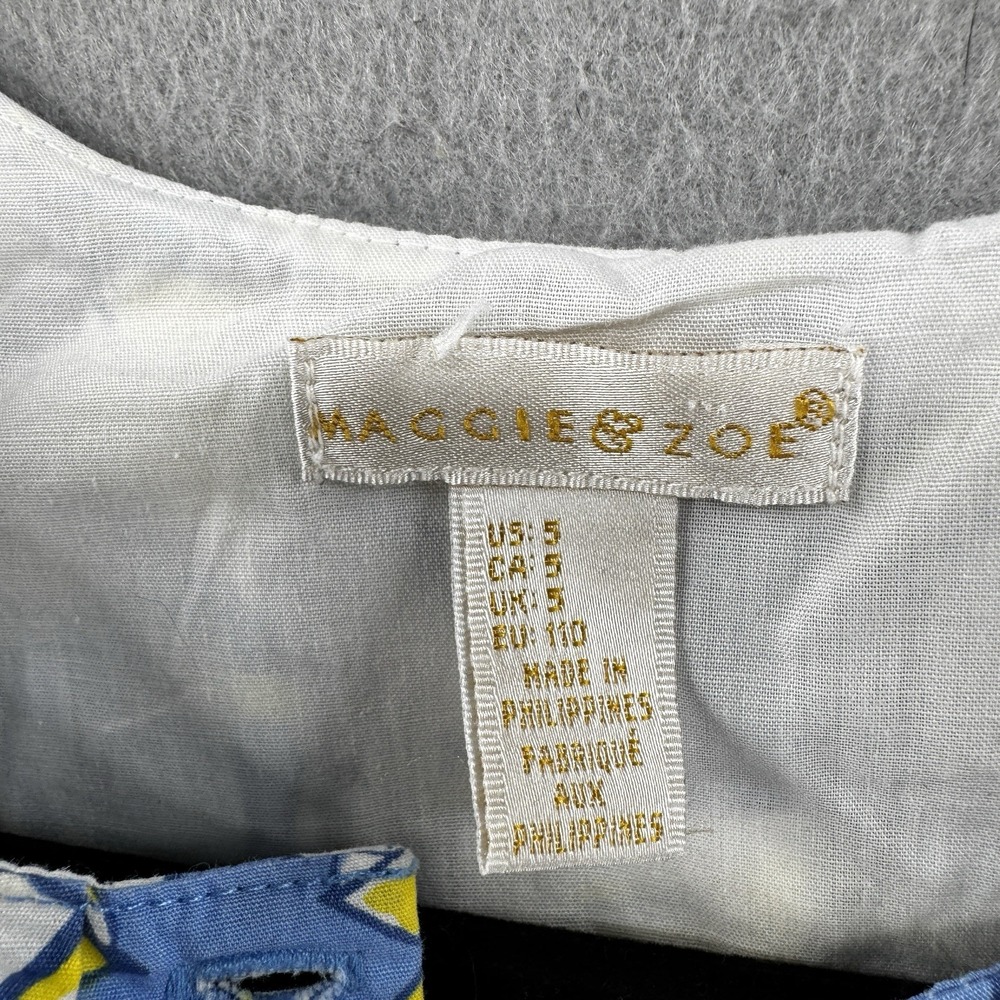 Maggie & Zoe Dress Girls 5 Blue Yellow Sailboat Whimsical Print Coastal Nautical - Picture 8 of 13